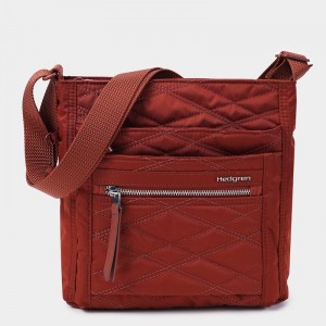 Torba Crossbody Hedgren Pikowana Orva Rfid Damskie Czerwone Brązowe | ABH3832YQ