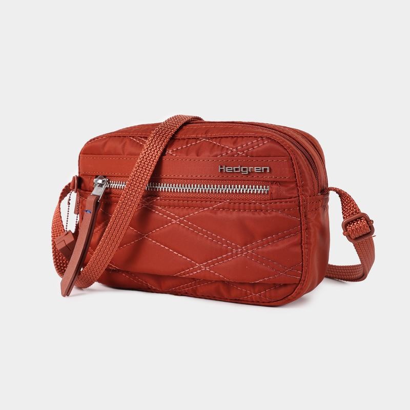 Torba Crossbody Hedgren Pikowana Maia Mini Rfid Damskie Czerwone Brązowe | SDX6022HJ