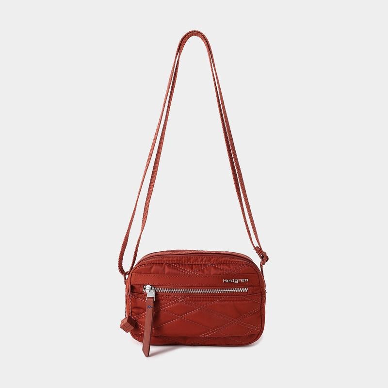 Torba Crossbody Hedgren Pikowana Maia Mini Rfid Damskie Czerwone Brązowe | SDX6022HJ